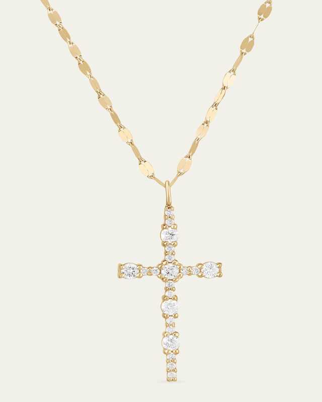 Elevated Diamond Everyday Cross Necklace in 14K Yellow Gold, 18"L
